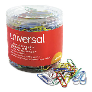Universal® Plastic-coated Paper Clips, Small (no. 1), Assorted Colors, 500-pack freeshipping - TVN Wholesale